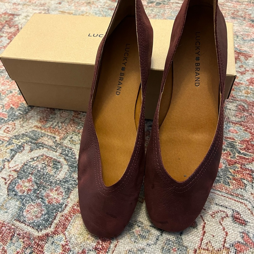 Lucky Brand Alba Red Leather Flats